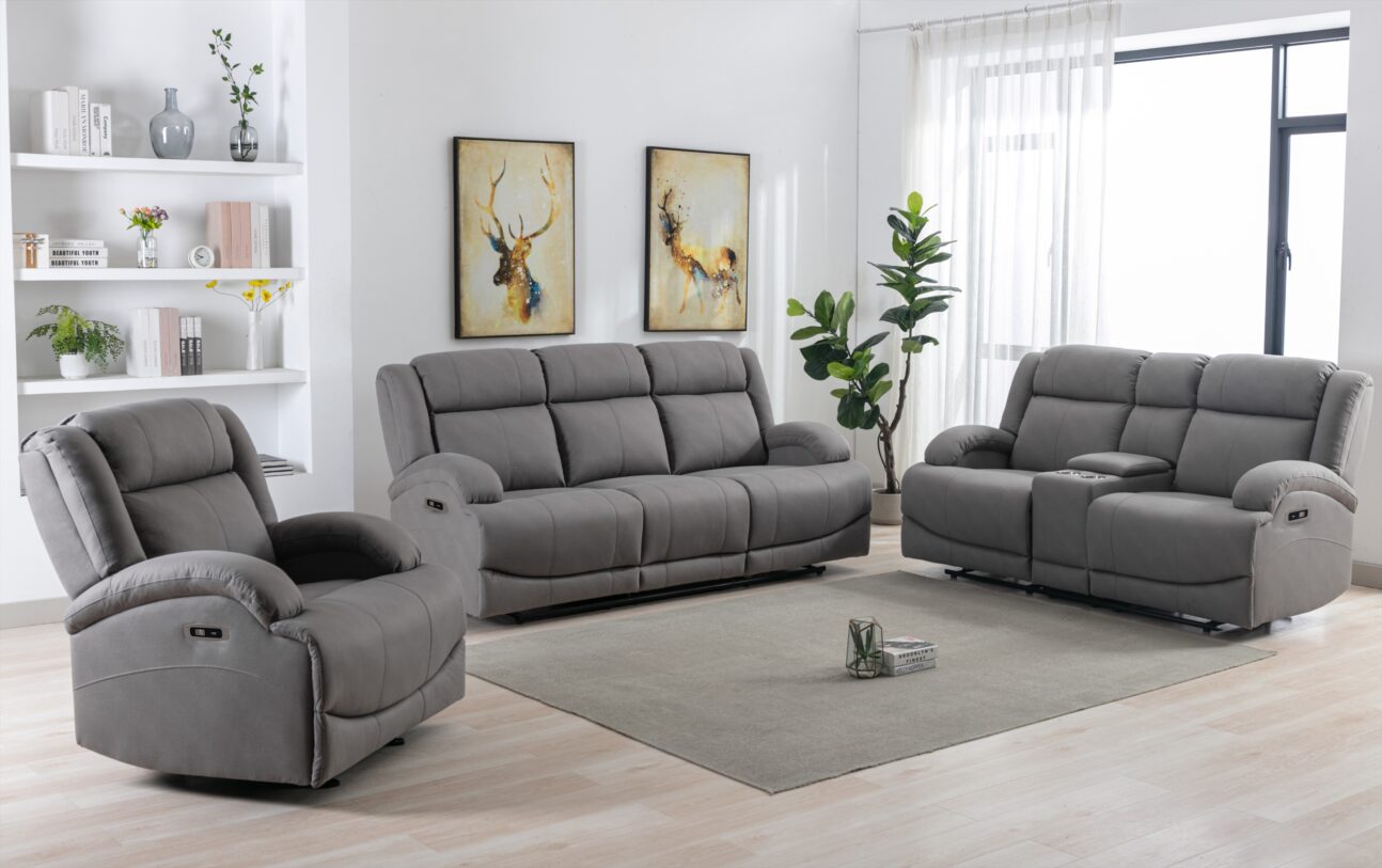 Contemporary Grey Power Reclining Living Room - Image 8