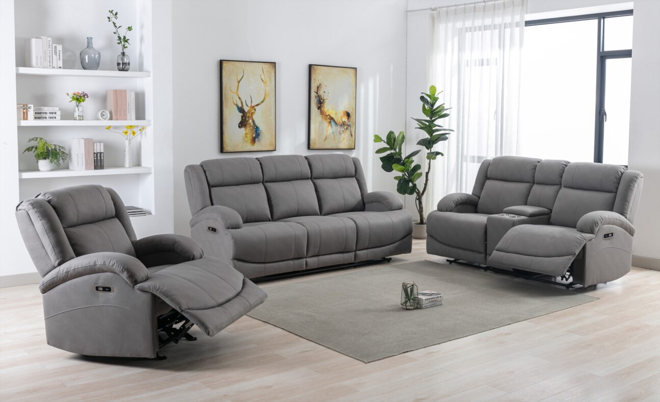 Contemporary Grey Power Reclining Living Room - Image 9