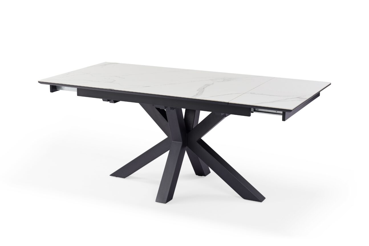 Modern White Ceramic and Glass Dining Table