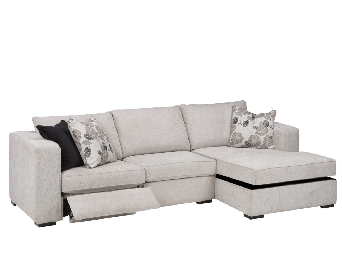 MODERN Ivory POWER RECLINING SECTIONAL WITH STORAGE CHAISE - Image 3