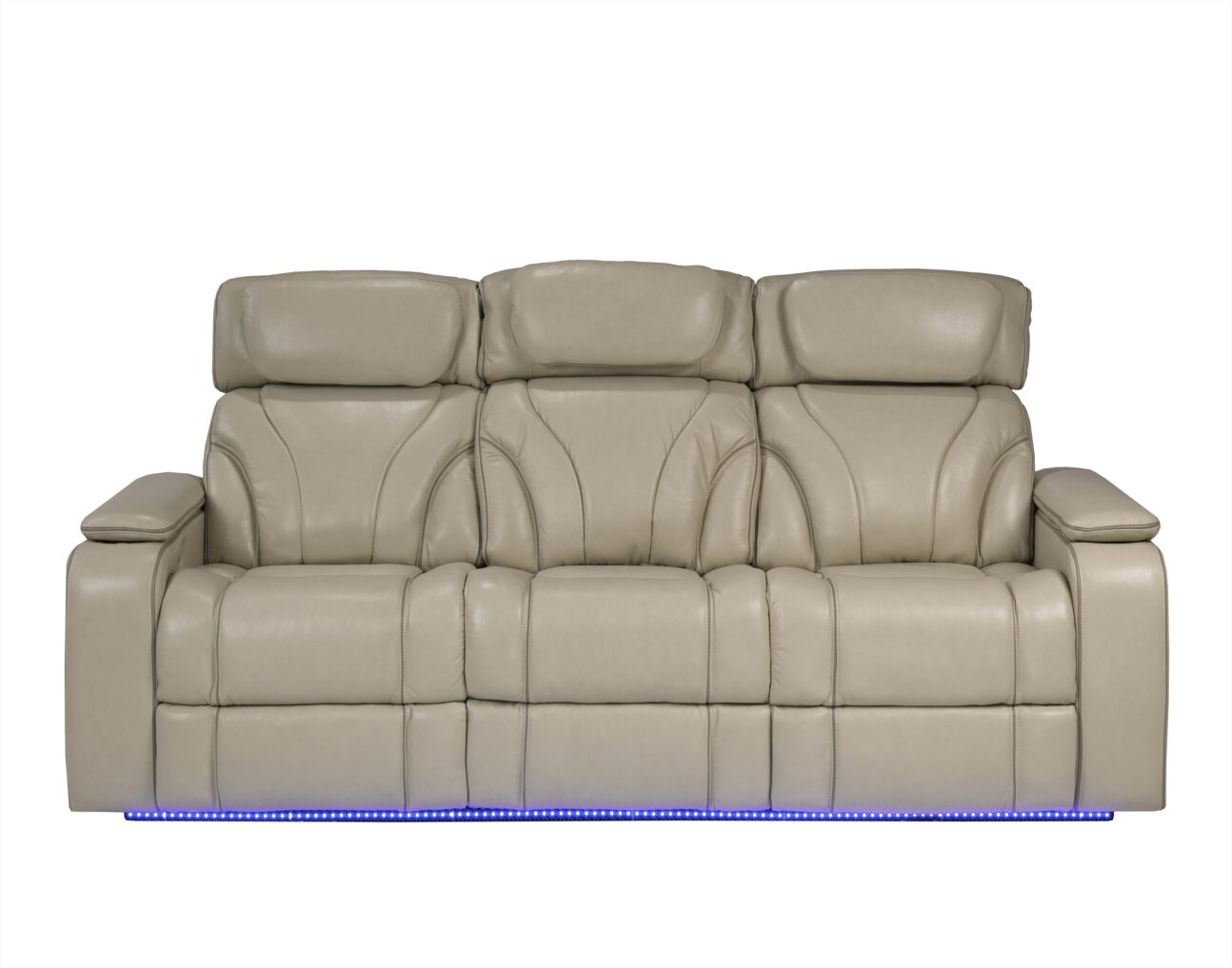 Contemporary Pearl Leather Match Triple Power Transformer Living Room - Image 5