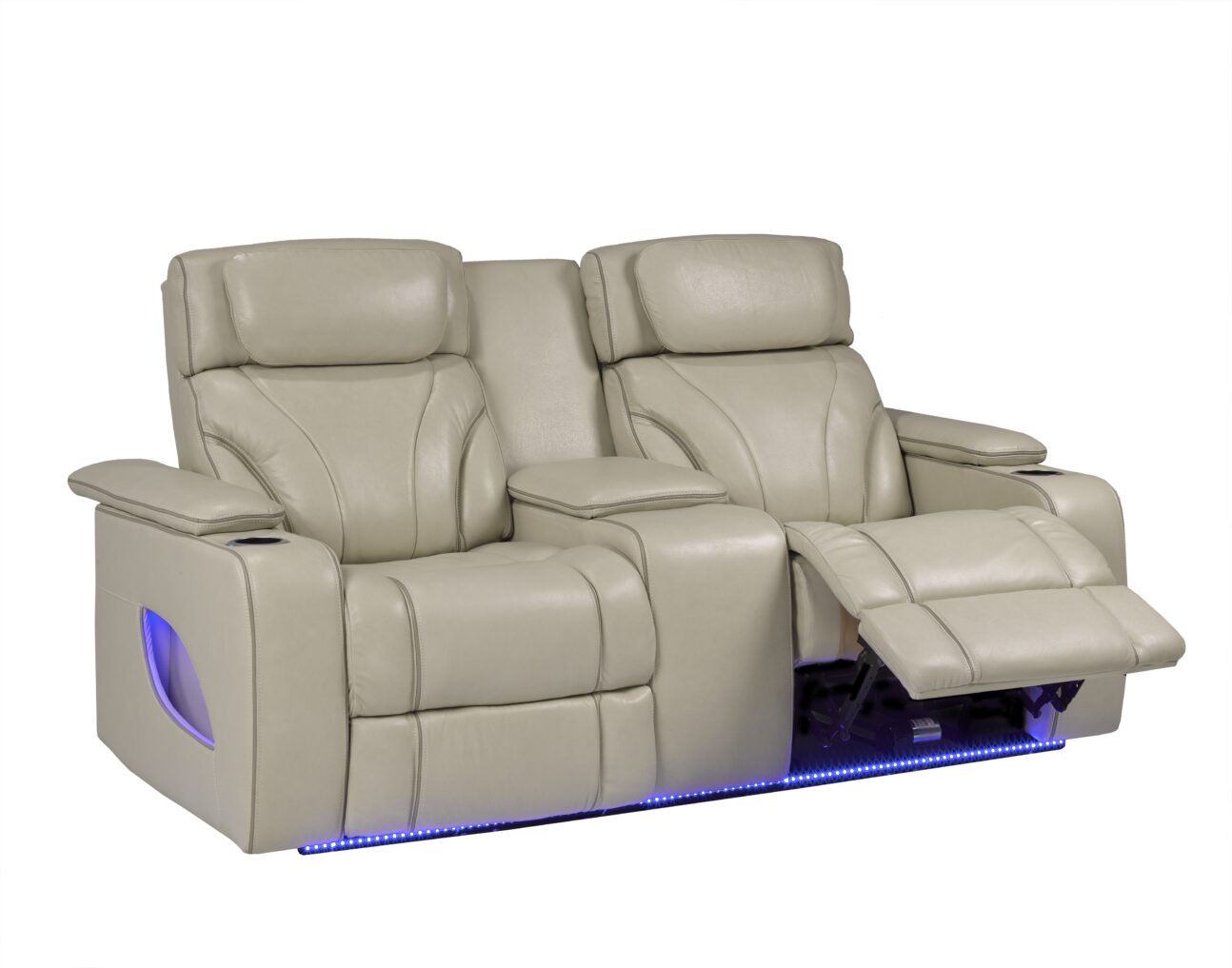 Contemporary Pearl Leather Match Triple Power Transformer Living Room - Image 11