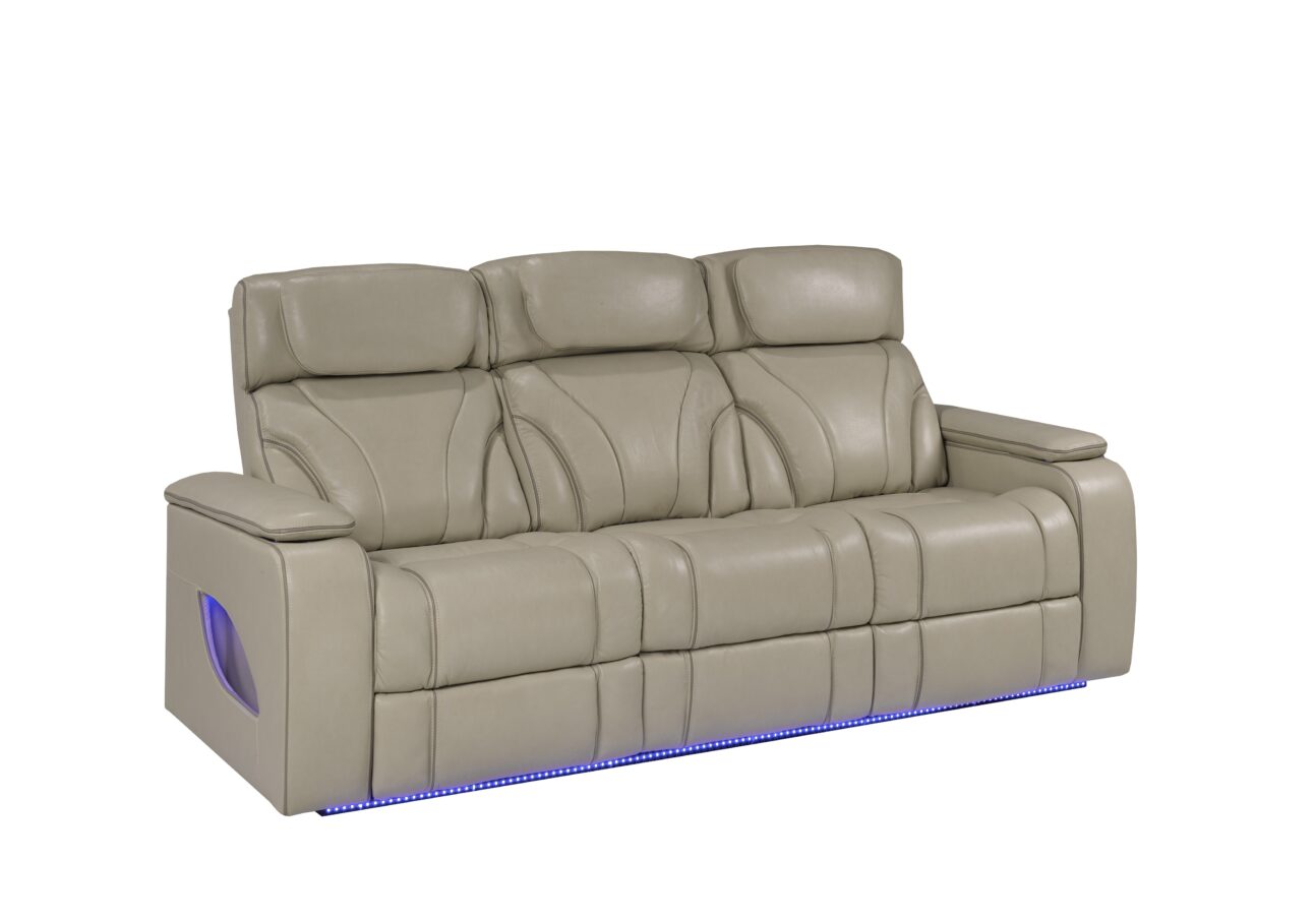 Contemporary Pearl Leather Match Triple Power Transformer Living Room - Image 3