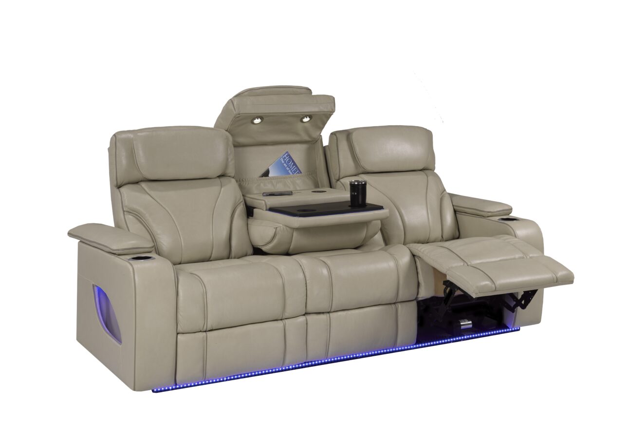 Contemporary Pearl Leather Match Triple Power Transformer Living Room - Image 9
