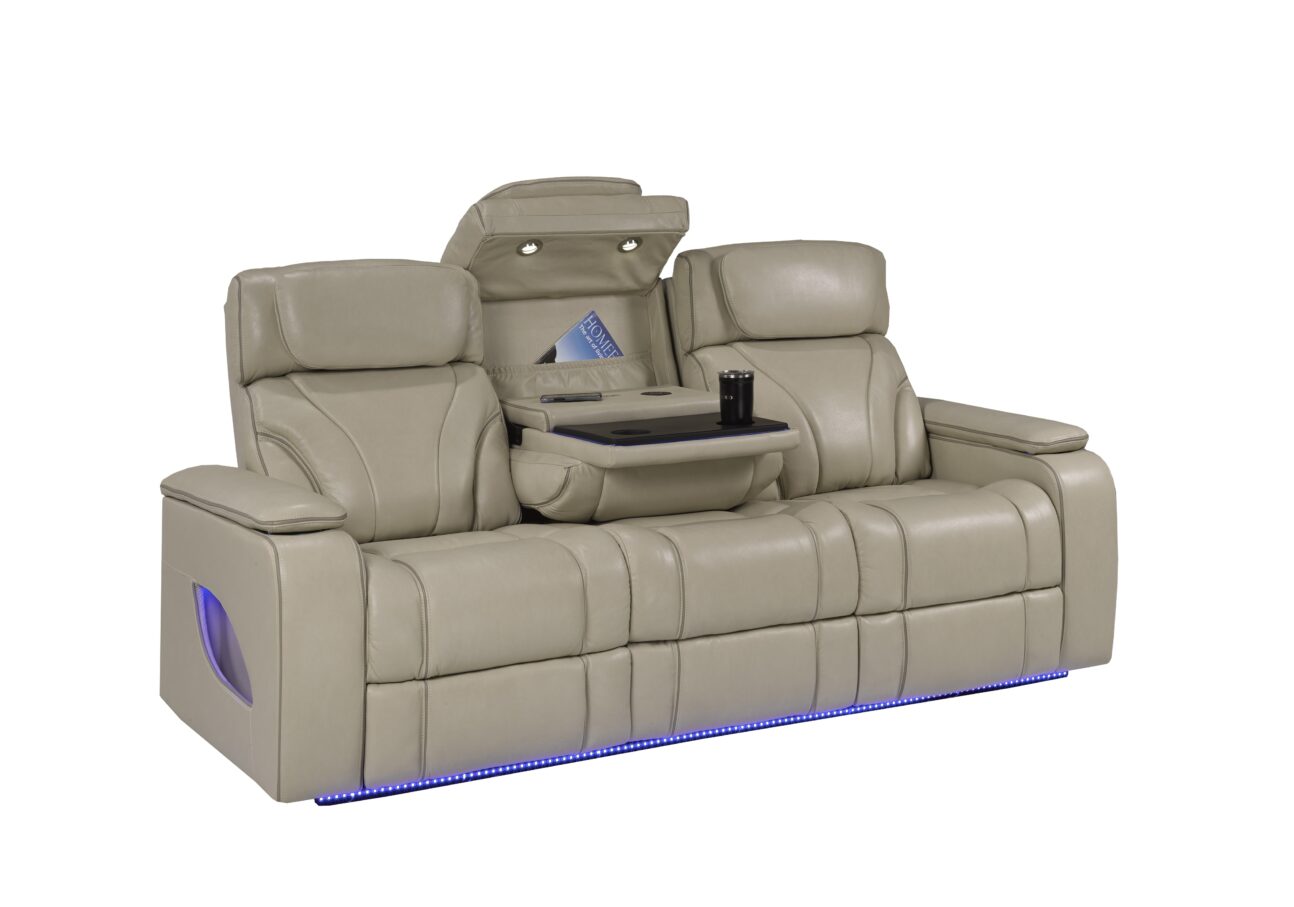 Contemporary Pearl Leather Match Triple Power Transformer Living Room - Image 8