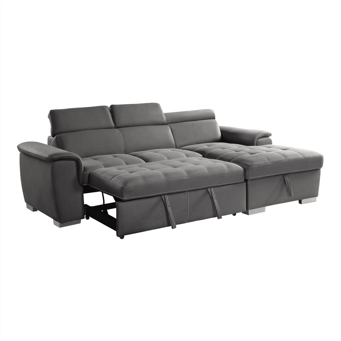 Contemporary Grey Pull Out 2 Pc Media Sleeper - Image 2