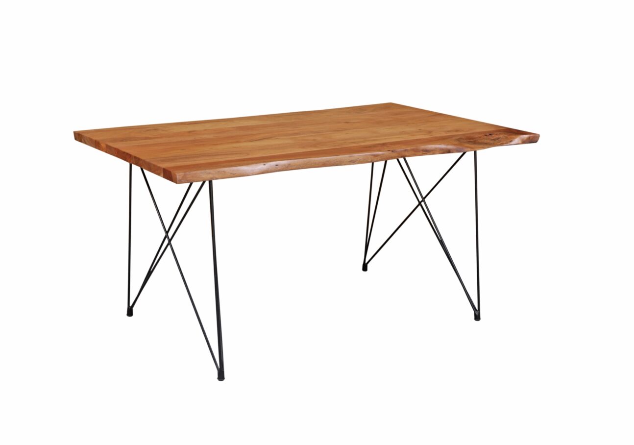 Rustic Live Edge Sheesham Light Wood Dining Table
