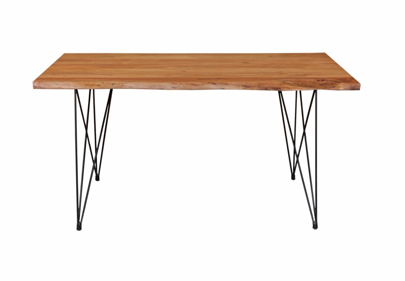 Rustic Live Edge Sheesham Light Wood Dining Table - Image 2