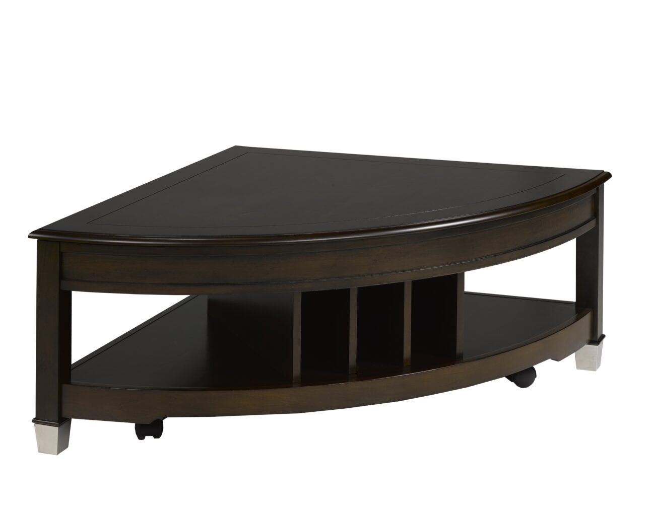 Contemporary Pie Shaped Espresso Lift Top Occasional Tables - Image 2