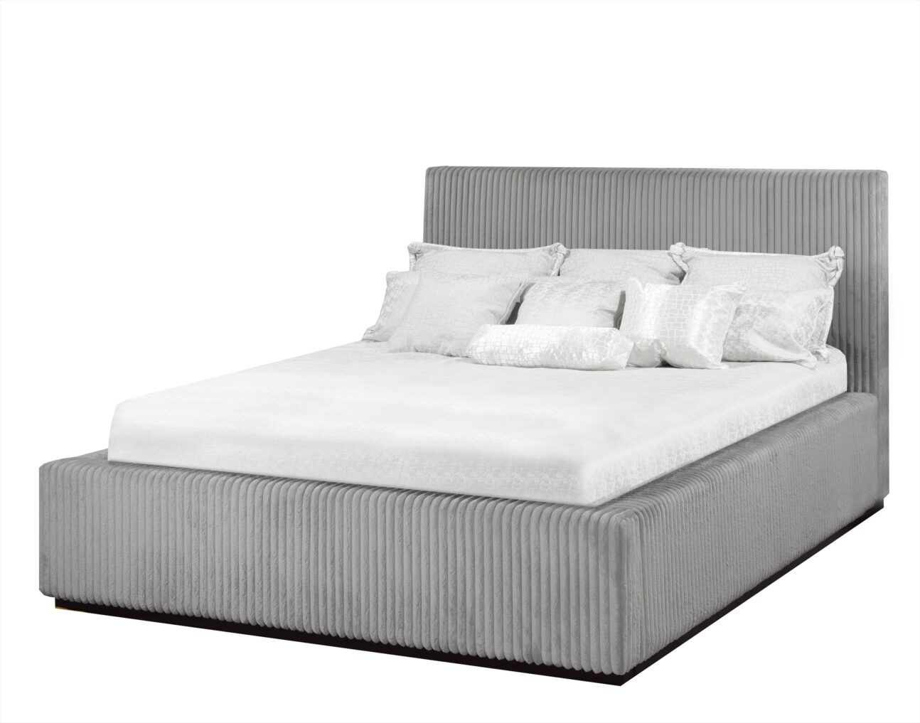 Contemporary Grey Corduroy Platform Bed