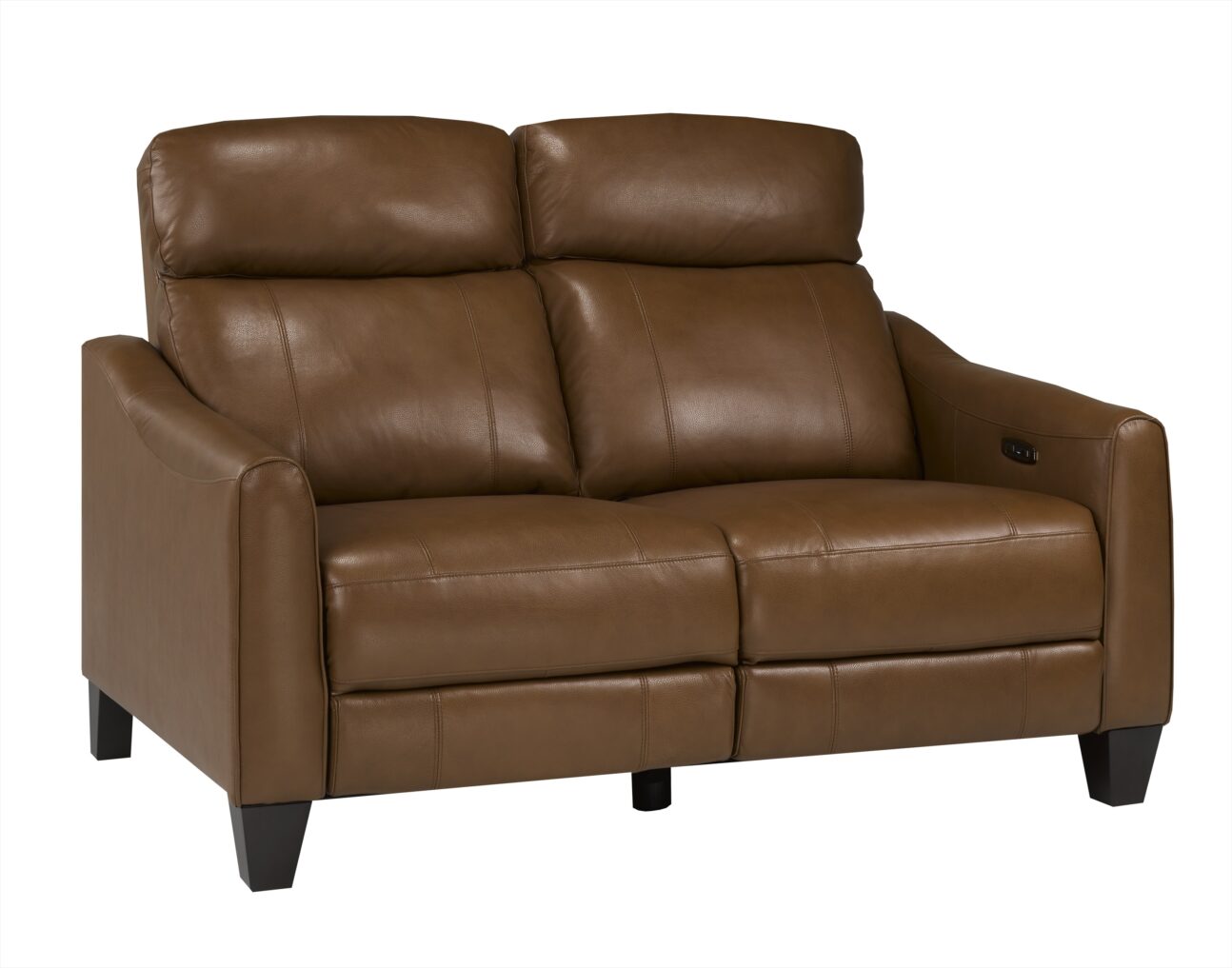 Contemporary Nutmeg Leather Match Dual Power Reclining Living Room - Image 5