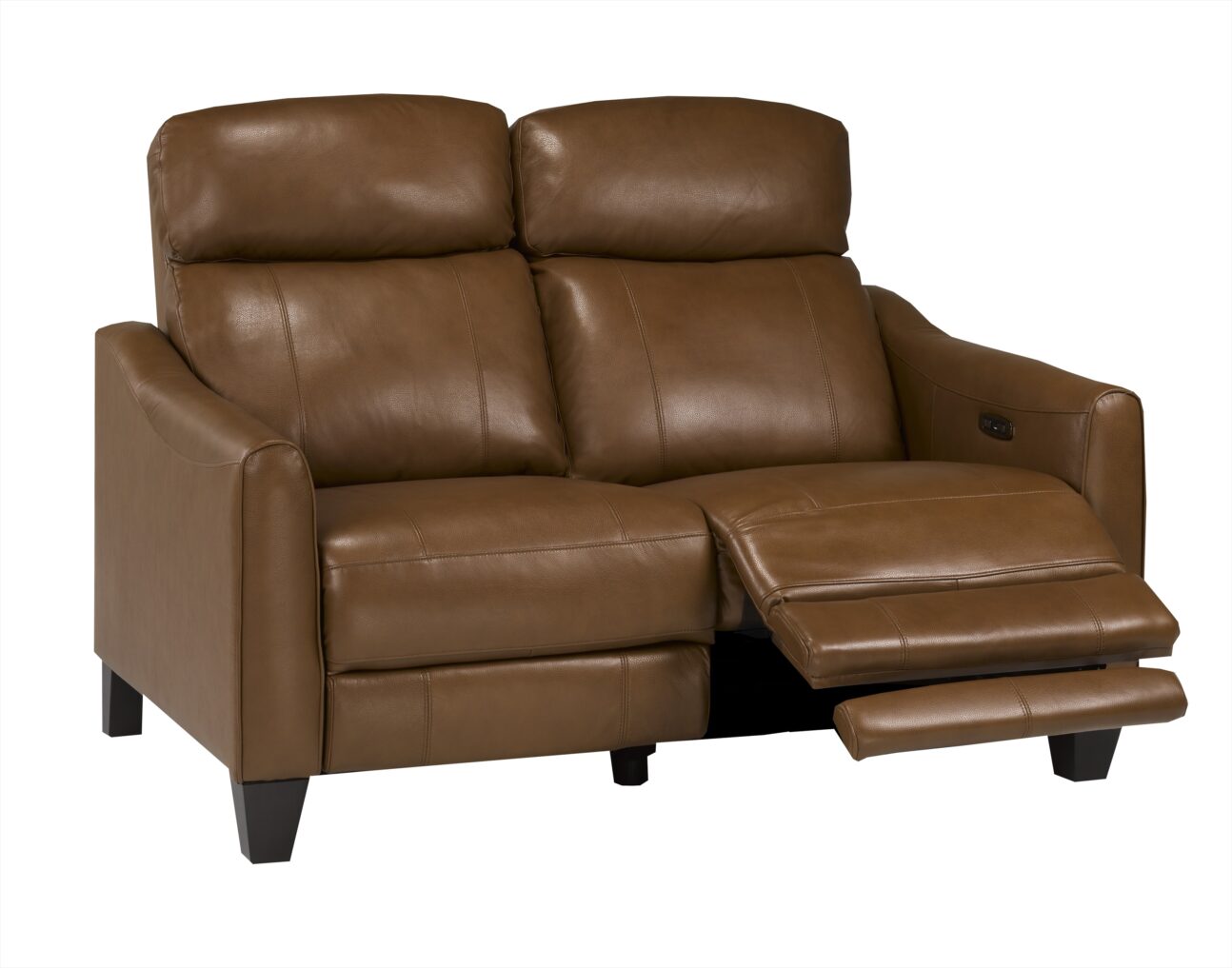 Contemporary Nutmeg Leather Match Dual Power Reclining Living Room - Image 4