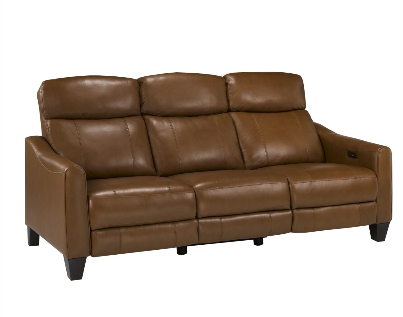 Contemporary Nutmeg Leather Match Dual Power Reclining Living Room - Image 2