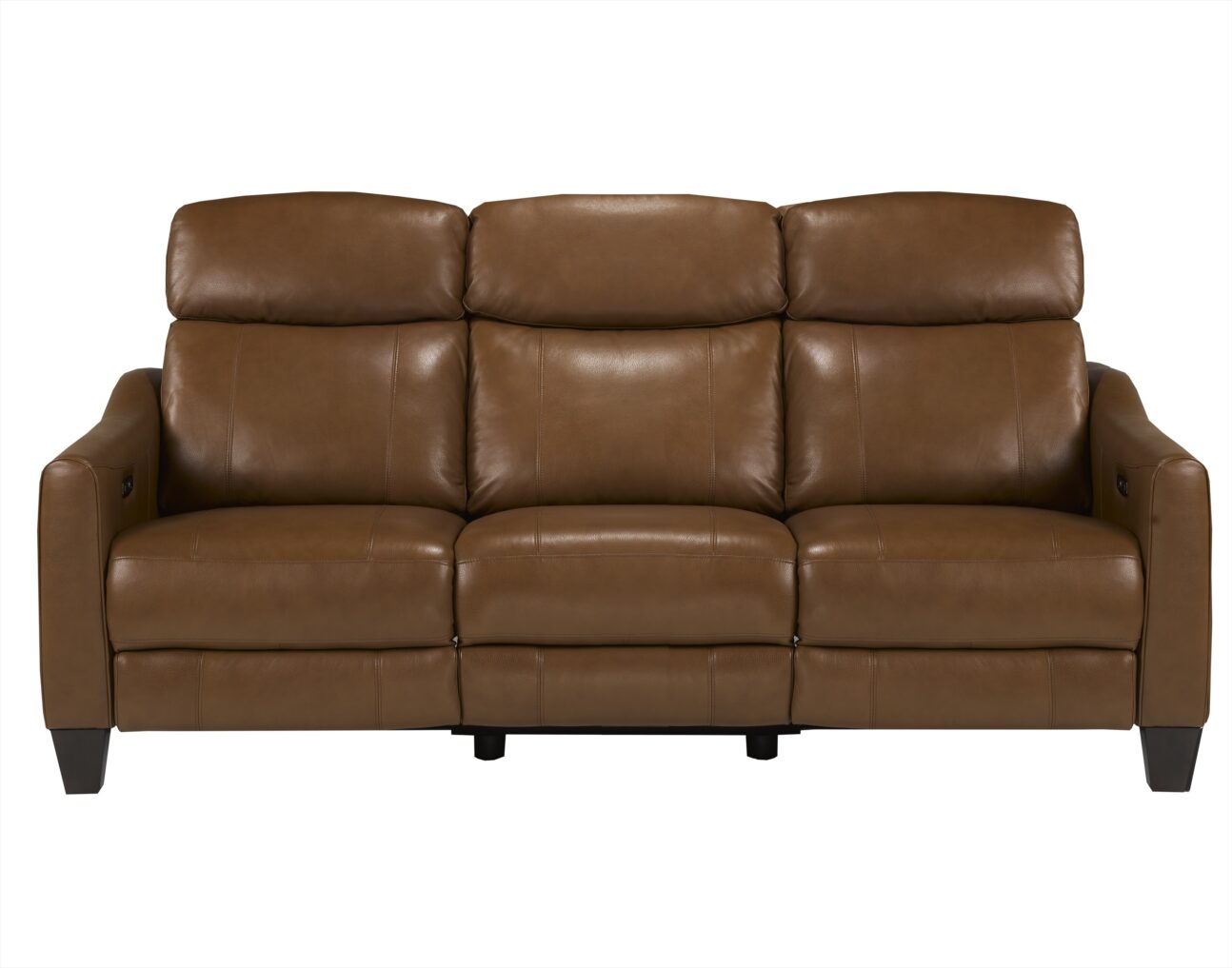 Contemporary Nutmeg Leather Match Dual Power Reclining Living Room - Image 3