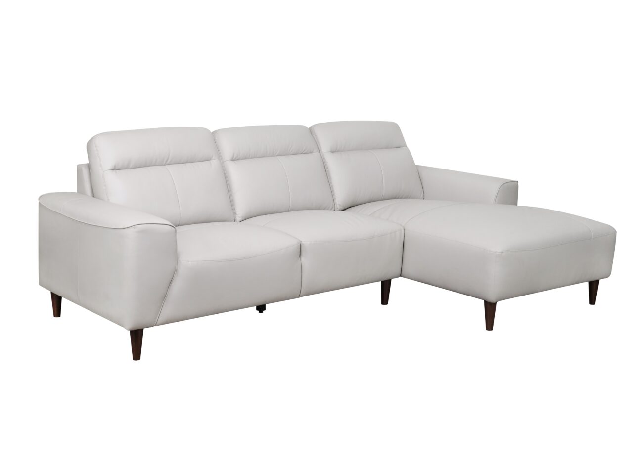 Henry Leather Sofa Chaise - Light Grey - Image 2