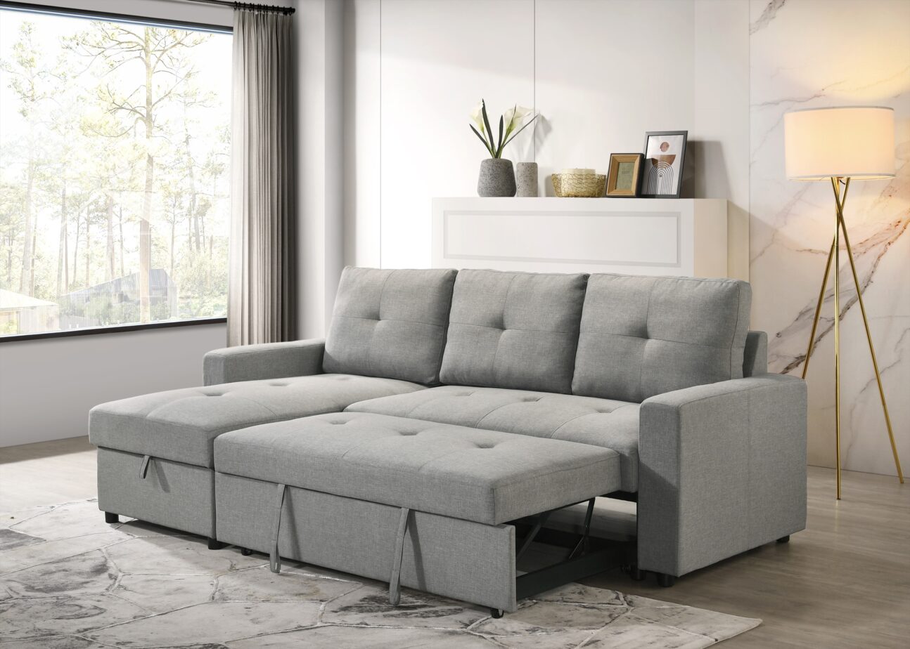 Contemporary Light Grey Pull Out 2 Pc Media Sleeper - Image 10
