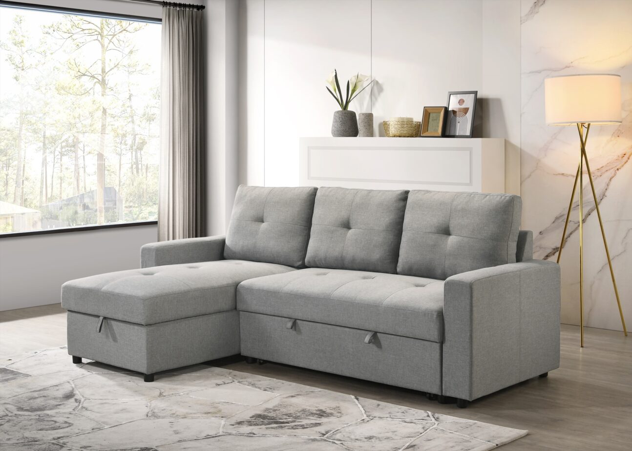 Contemporary Light Grey Pull Out 2 Pc Media Sleeper - Image 9
