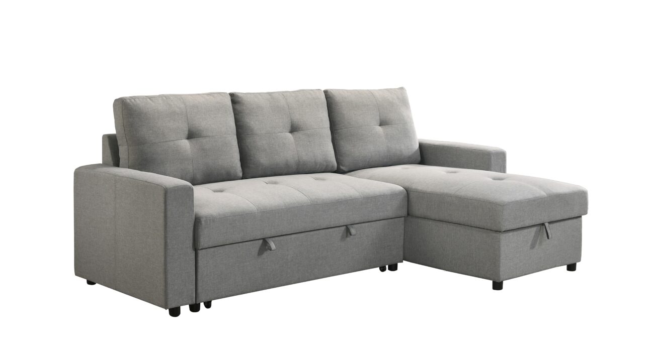 Contemporary Light Grey Pull Out 2 Pc Media Sleeper