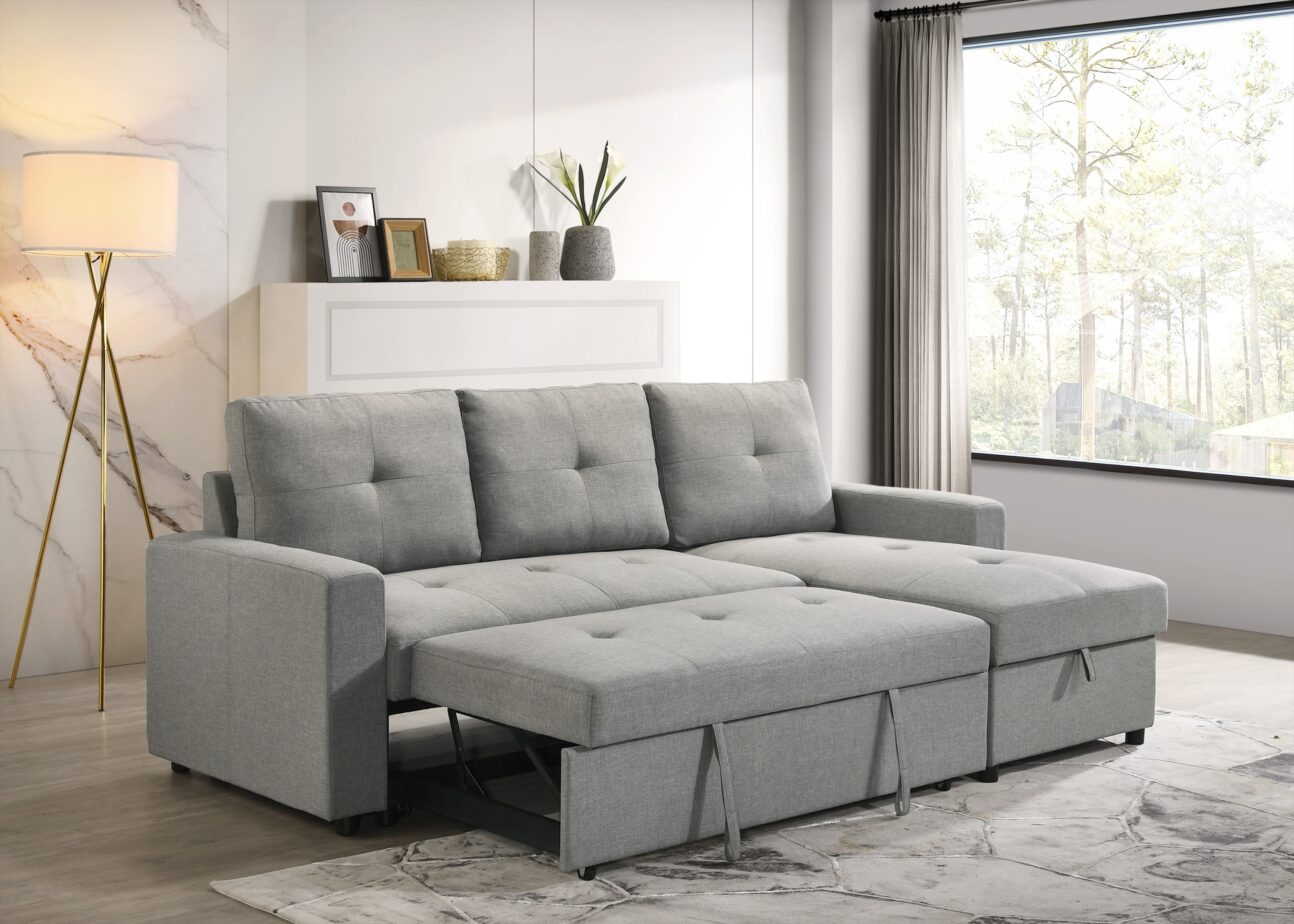 Contemporary Light Grey Pull Out 2 Pc Media Sleeper - Image 5