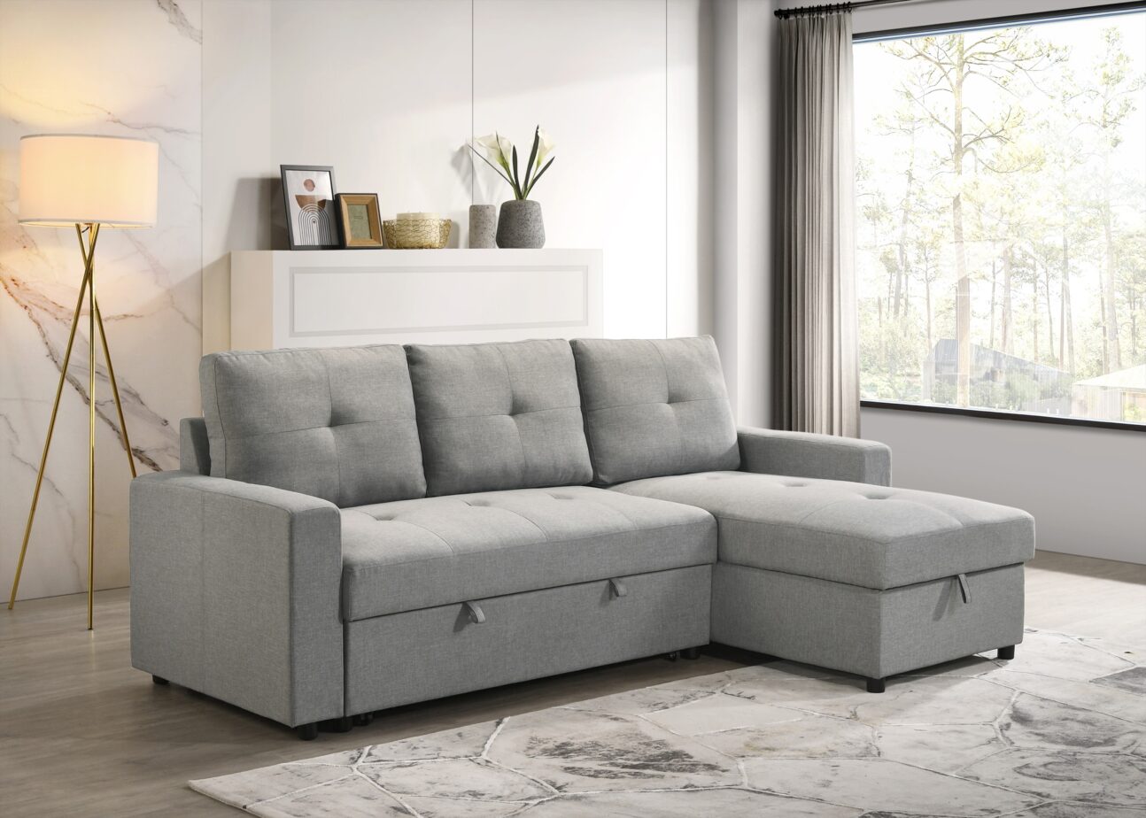 Contemporary Light Grey Pull Out 2 Pc Media Sleeper - Image 4