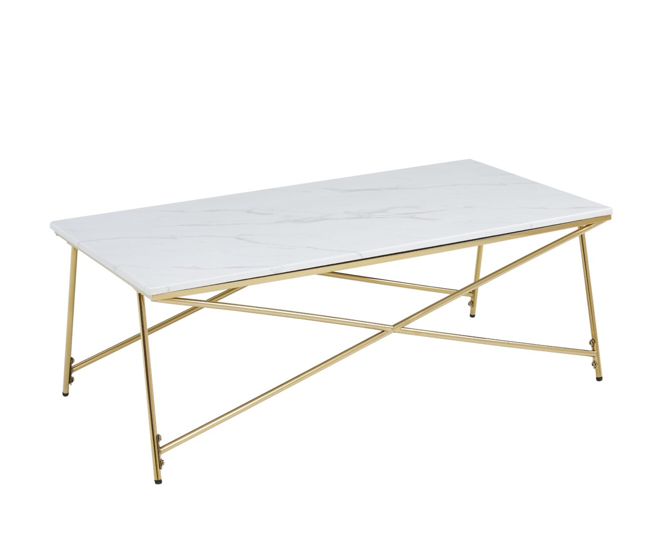 Contemporary Faux Marble and Gold Occasional Tables