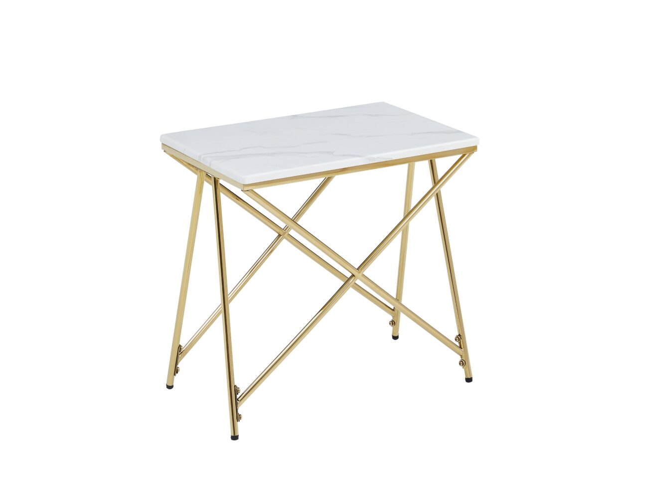 Contemporary Faux Marble and Gold Occasional Tables - Image 2