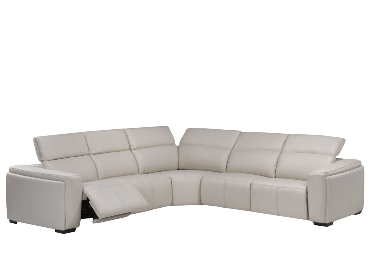 Modern Pebble White Leather Match Dual Power Sectional - Image 2