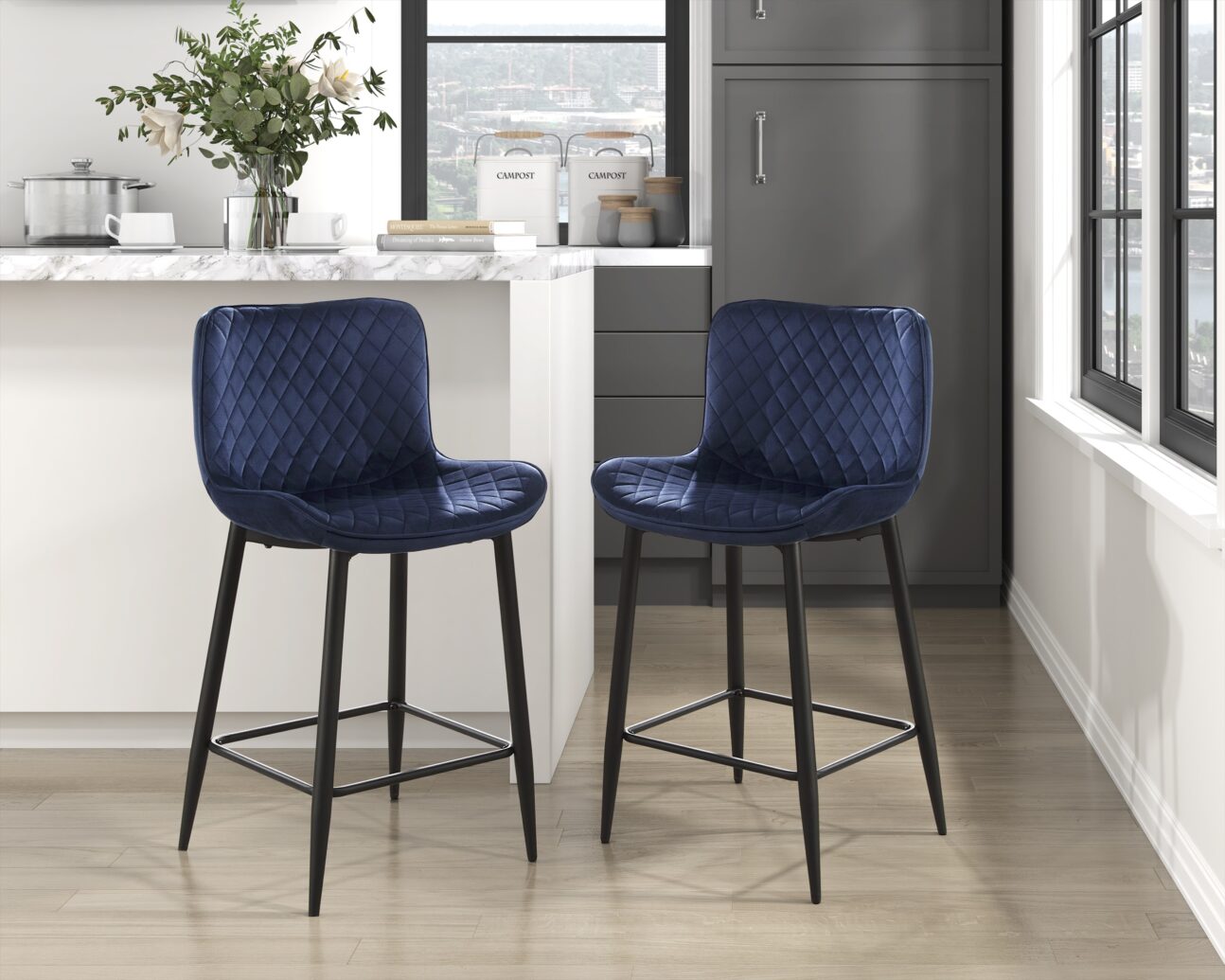 Contemporary Blue Counter Chair - Image 5