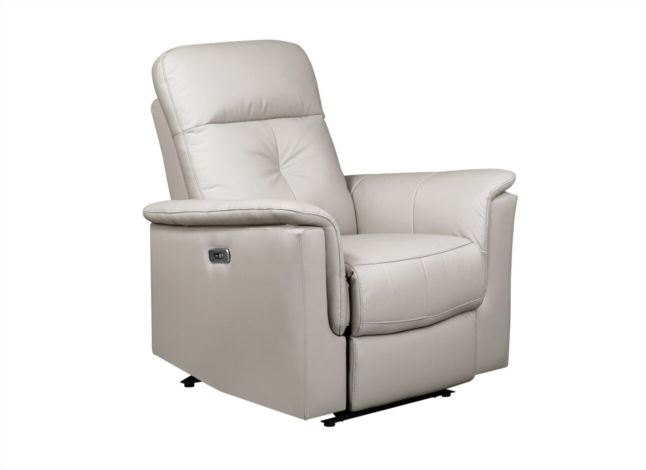 Contemporary Silver Leather Match Power Reclining Glider Chair - Image 2