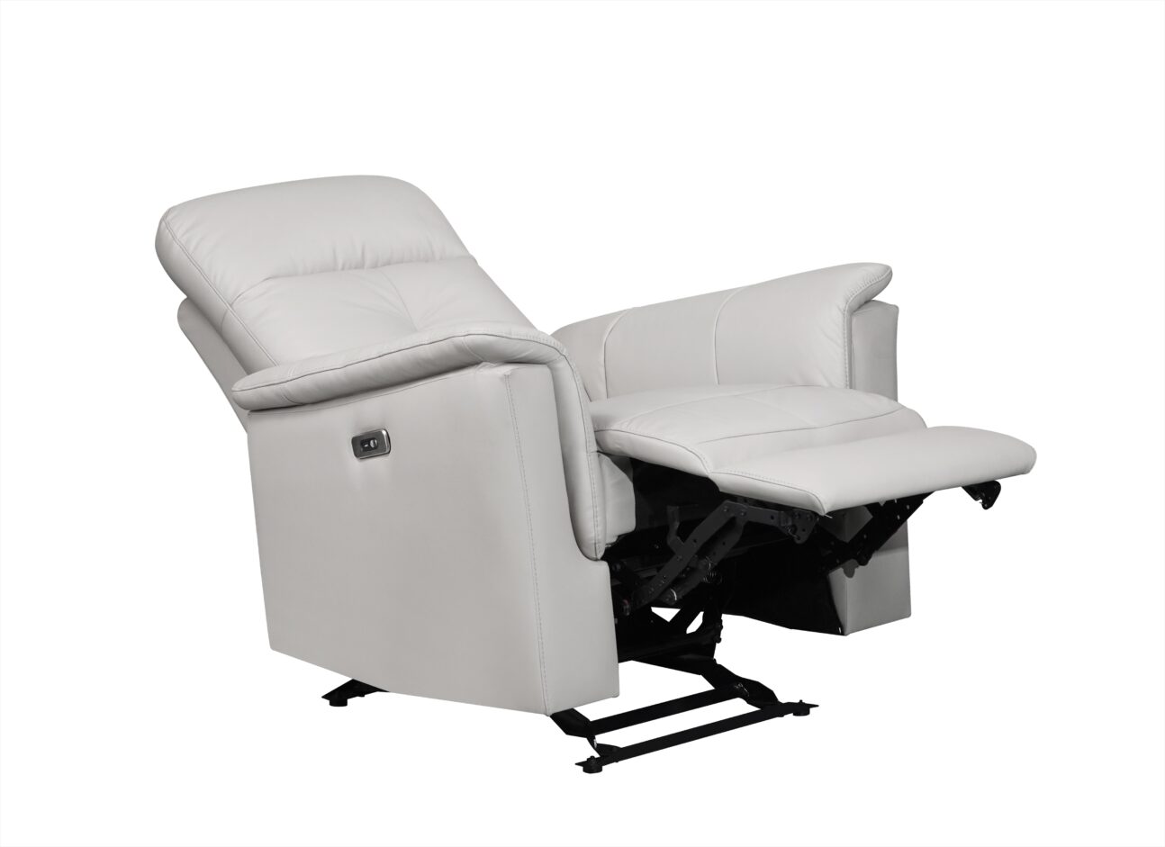 Contemporary Silver Leather Match Power Reclining Glider Chair