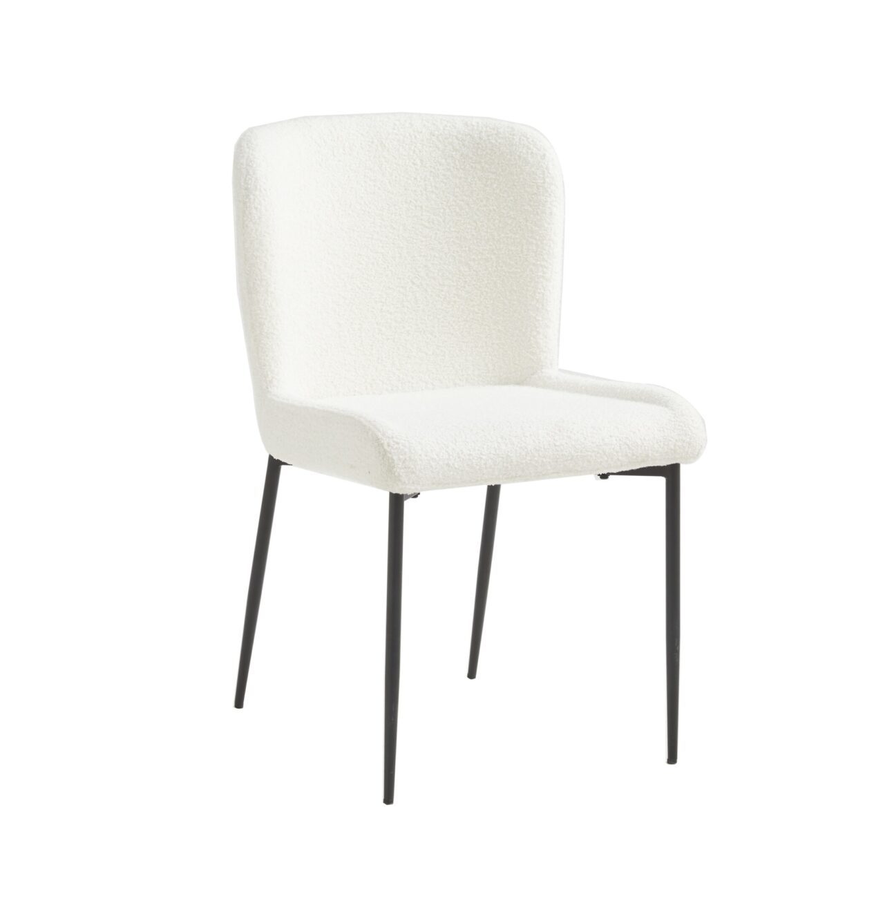 Contemporary White Boucle Dining Chair