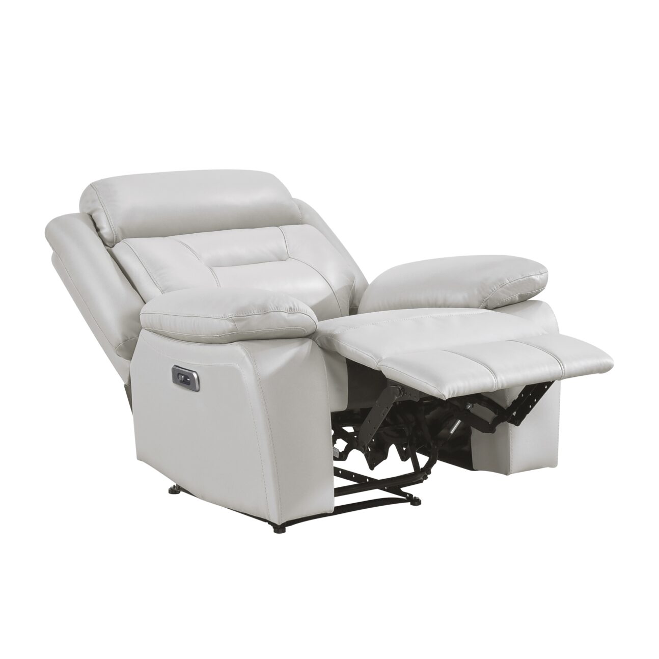 Riley Dual Power Leather Reclining Living Room - Grey - Image 8