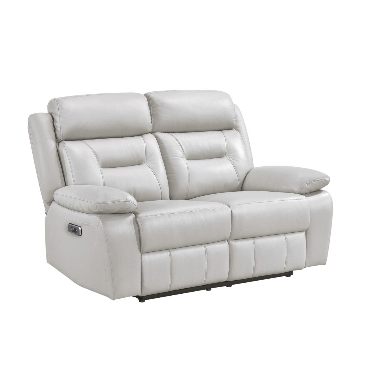 Riley Dual Power Leather Reclining Living Room - Grey - Image 5