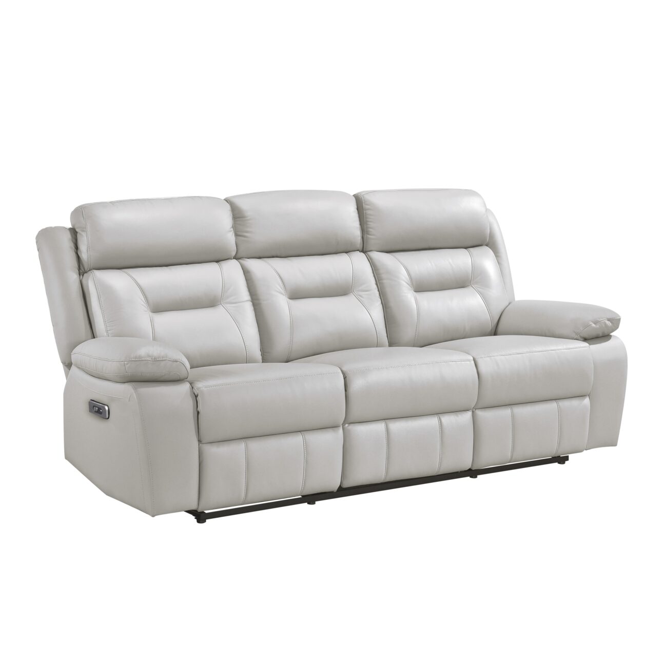 Riley Dual Power Leather Reclining Living Room - Grey - Image 2