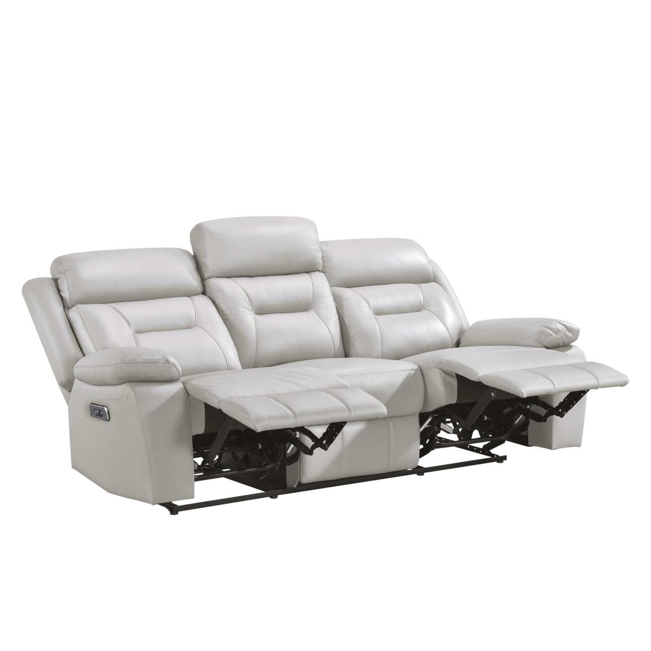Riley Dual Power Leather Reclining Living Room - Grey