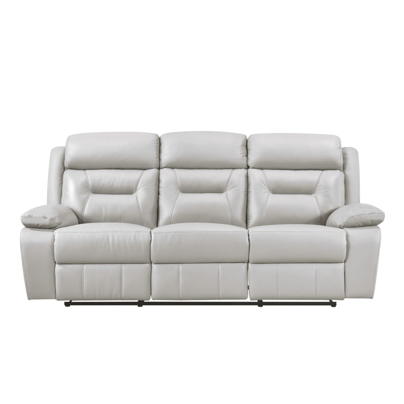 Riley Dual Power Leather Reclining Living Room - Grey - Image 3
