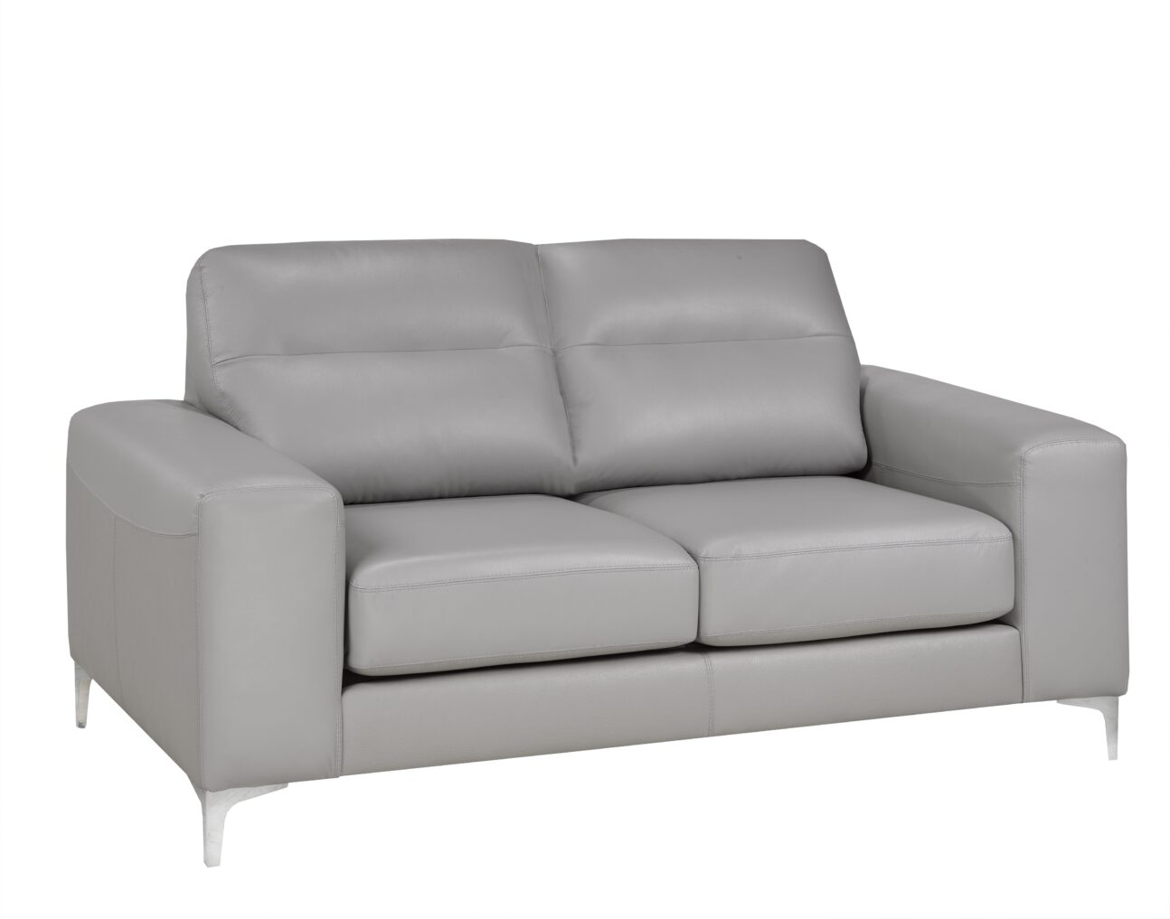 Contemporary Steel Grey Leather Match Living Room - Image 4