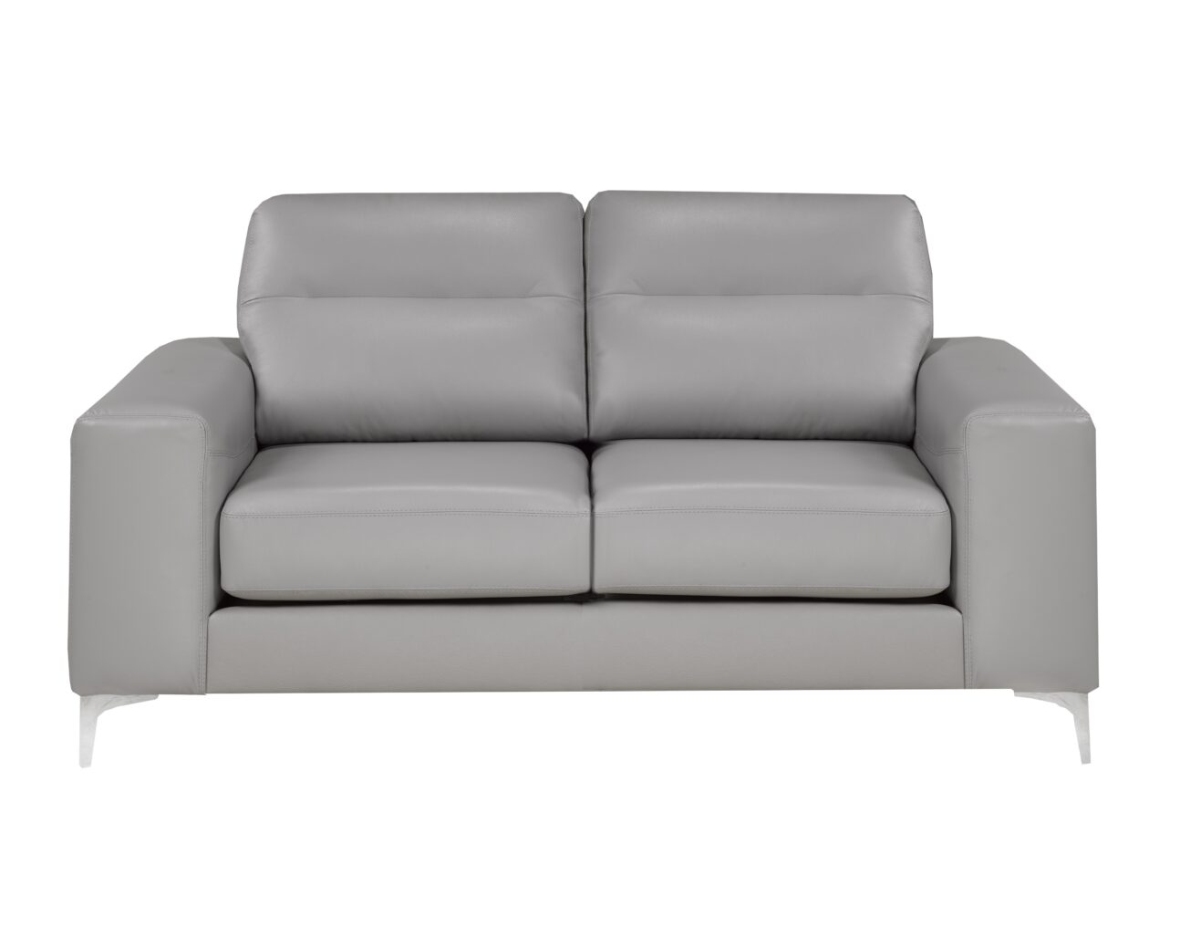 Contemporary Steel Grey Leather Match Living Room - Image 3
