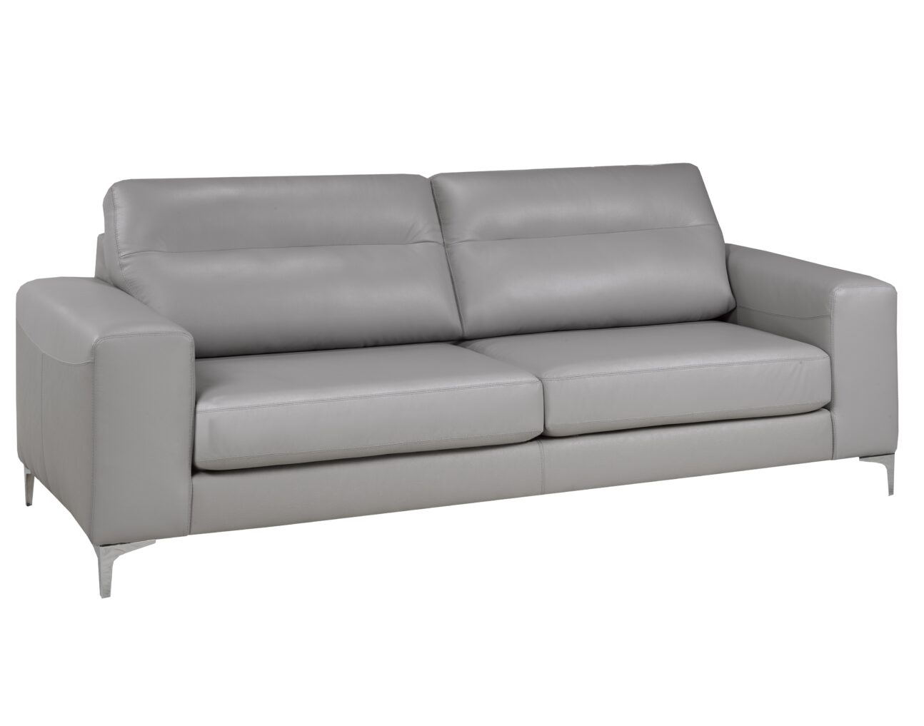 Contemporary Steel Grey Leather Match Living Room - Image 2