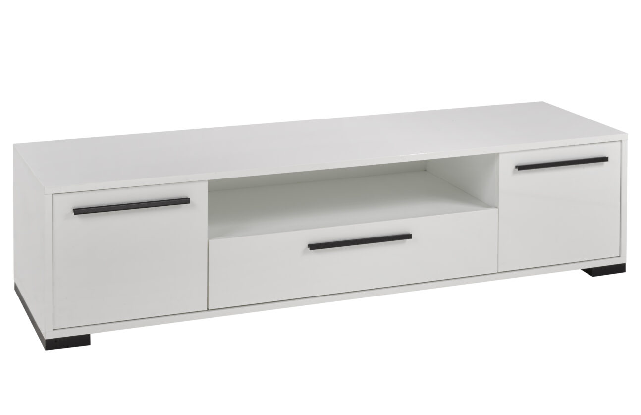 Contemporary White Lacquer TV Stand - Image 2