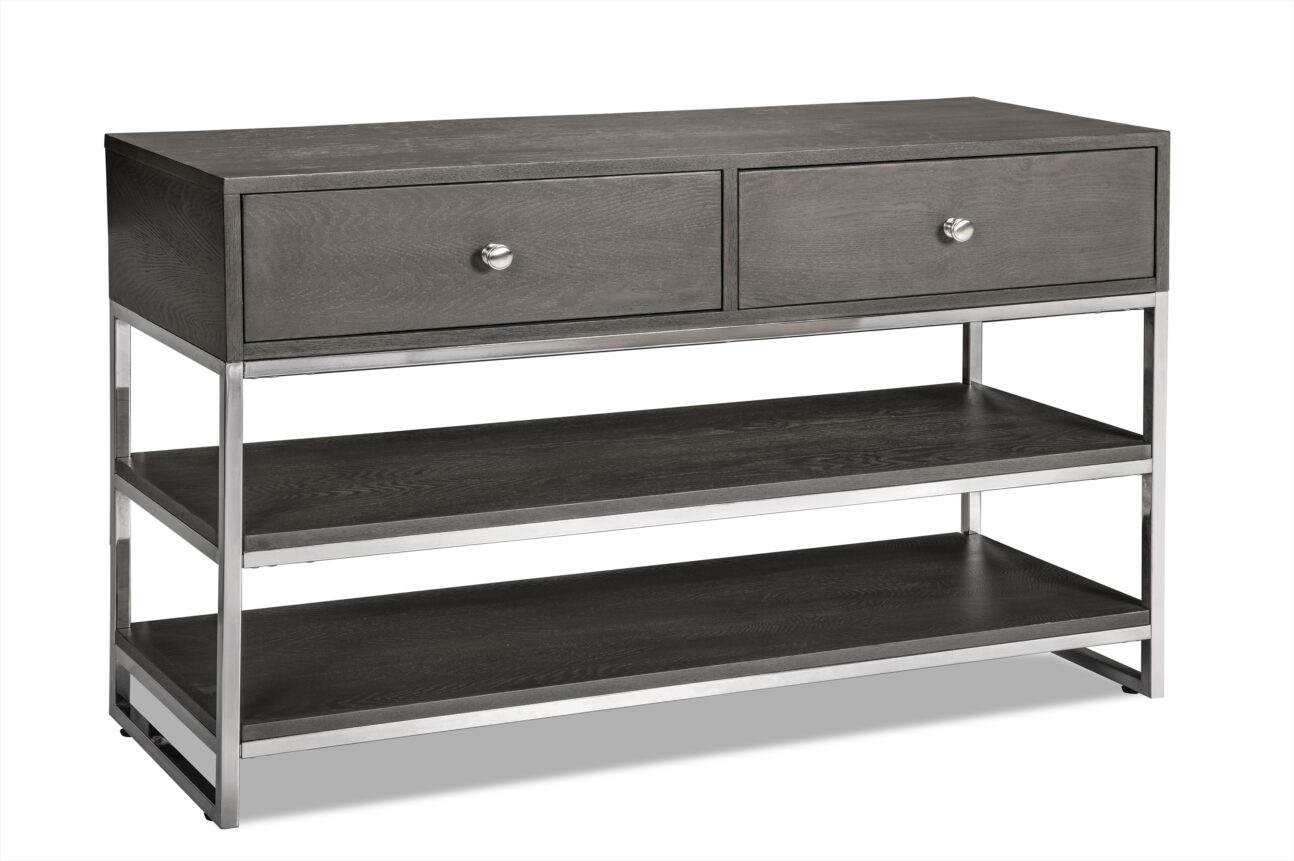 Contemporary Dual Lift Top Grey and Chrome Occasional Tables - Image 6