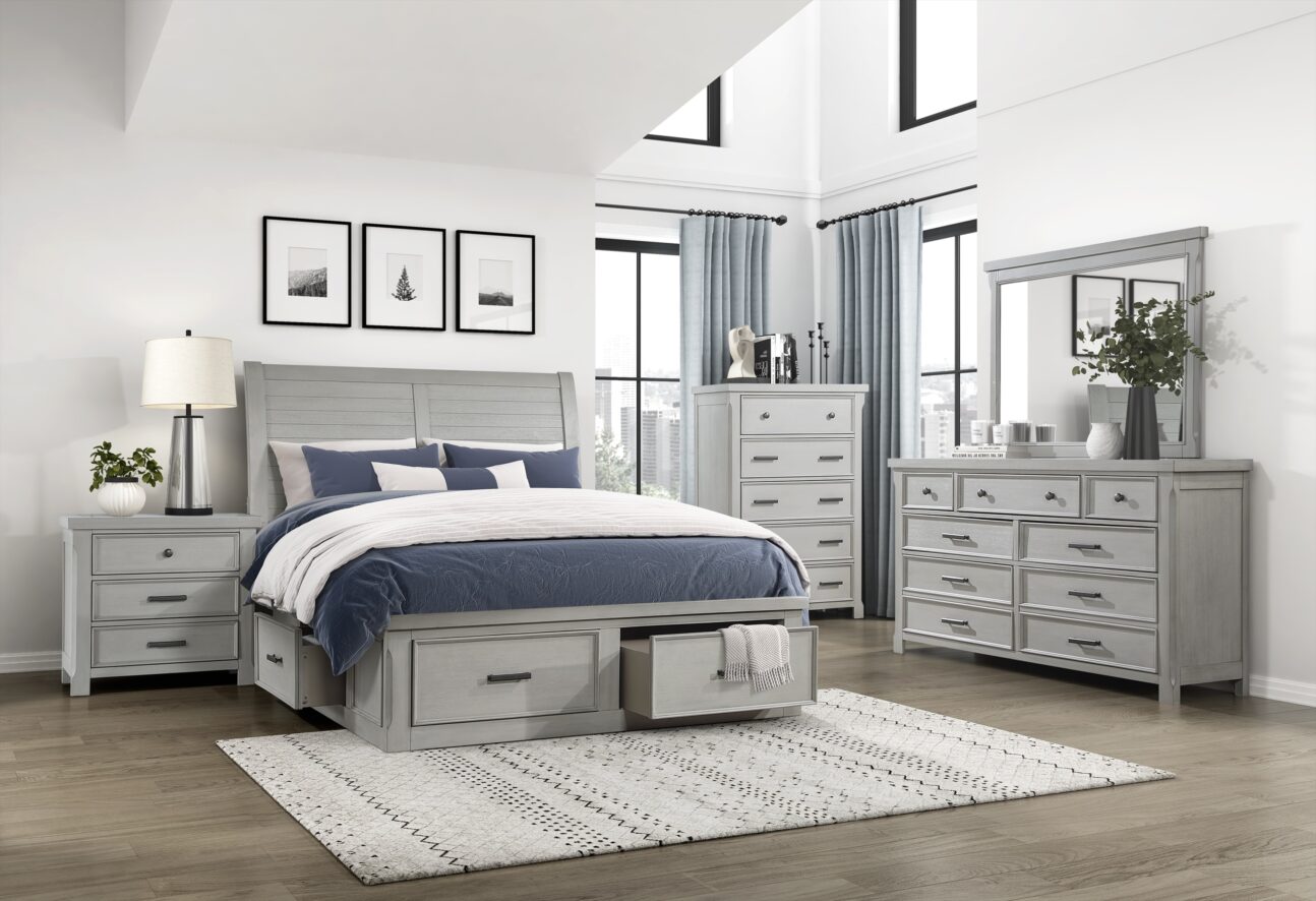 Transitional Grey Bedroom