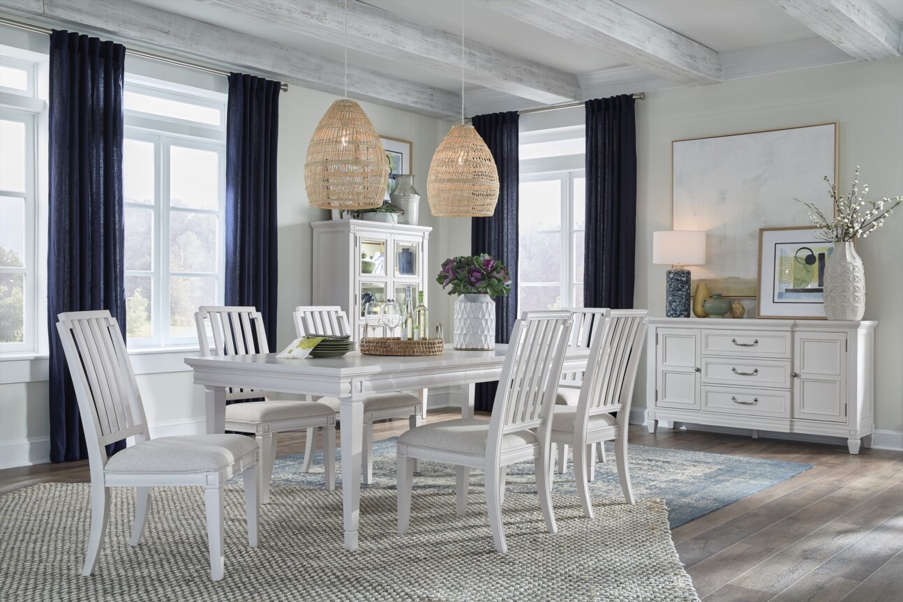 Transitional Egg Shell White Dining Room