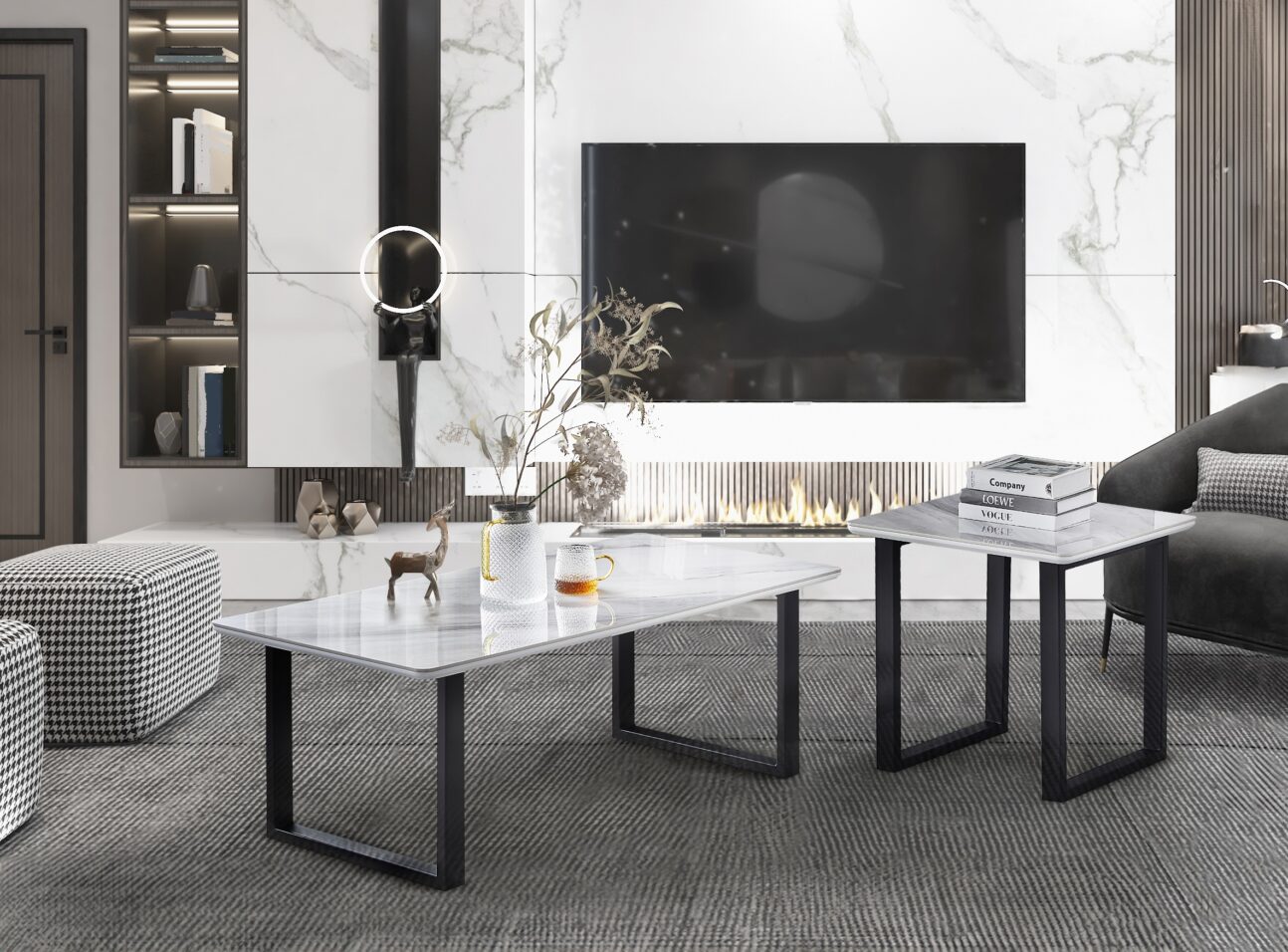 Modern Stone and Metal Occasional Tables - Image 5