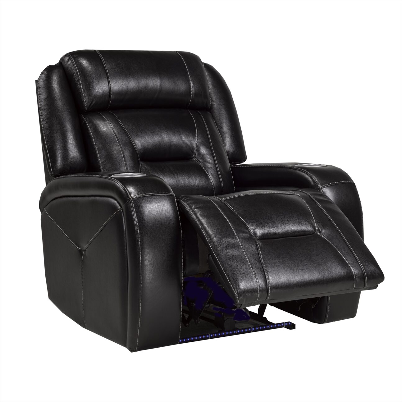 Contemporary Black Leather Match Dual Power Transformer Living Room - Image 10