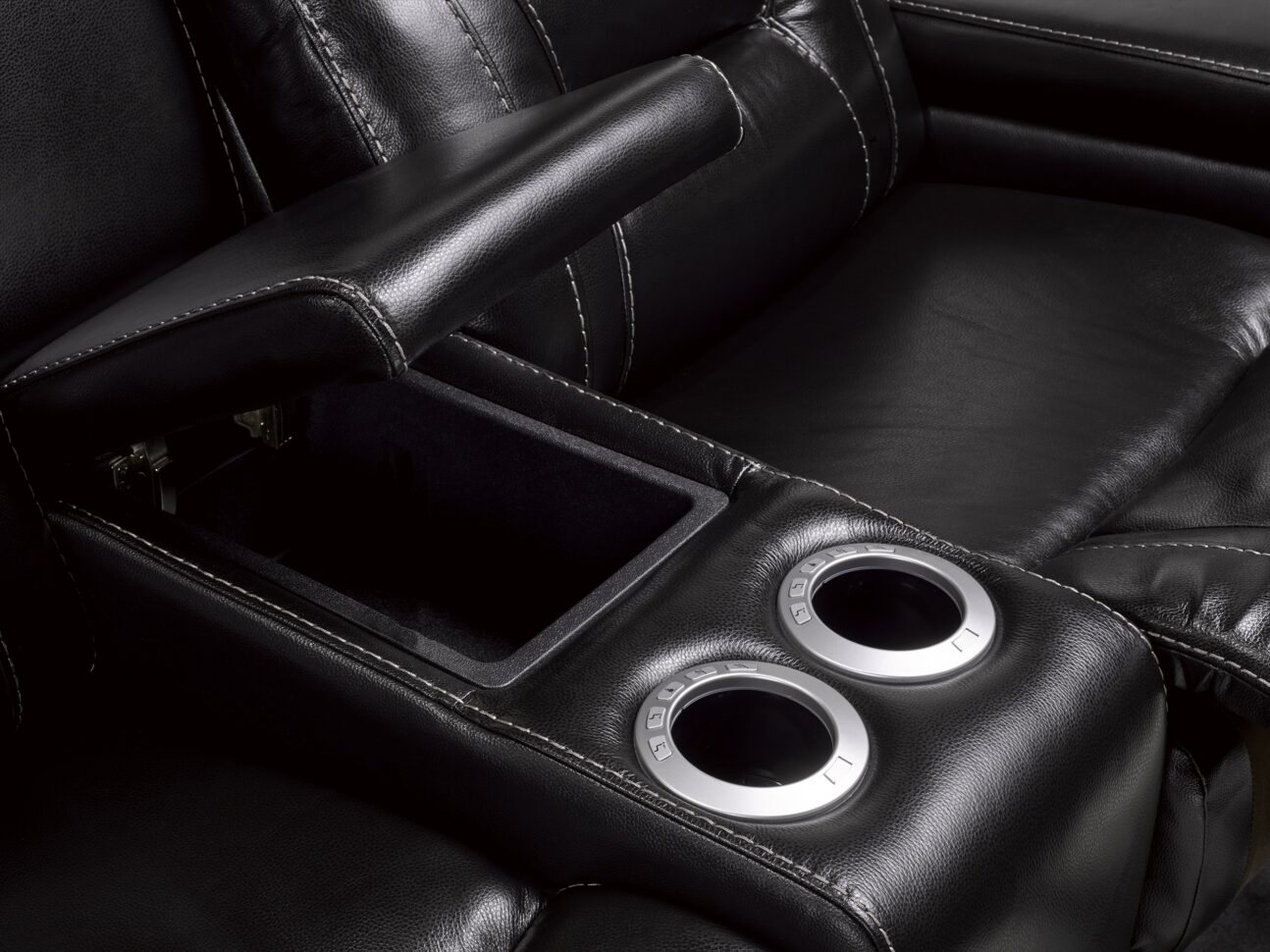 Contemporary Black Leather Match Dual Power Transformer Living Room - Image 9