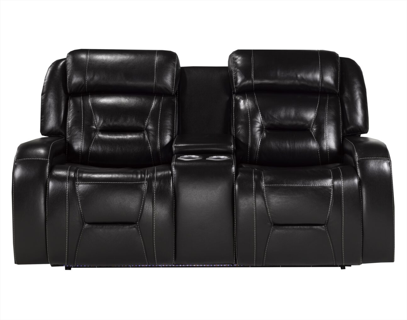 Contemporary Black Leather Match Dual Power Transformer Living Room - Image 8