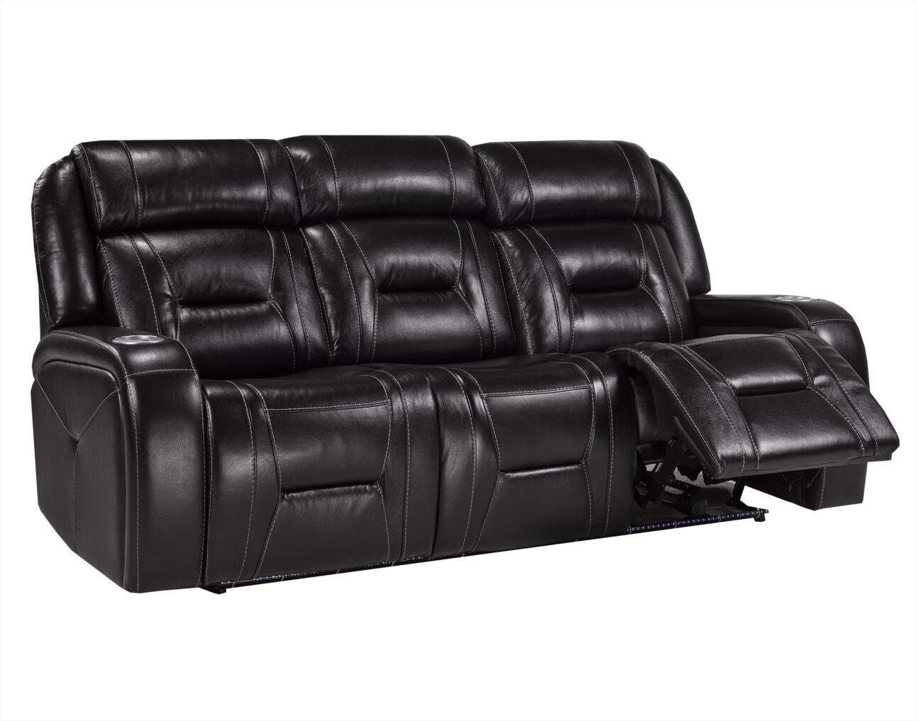 Contemporary Black Leather Match Dual Power Transformer Living Room - Image 2