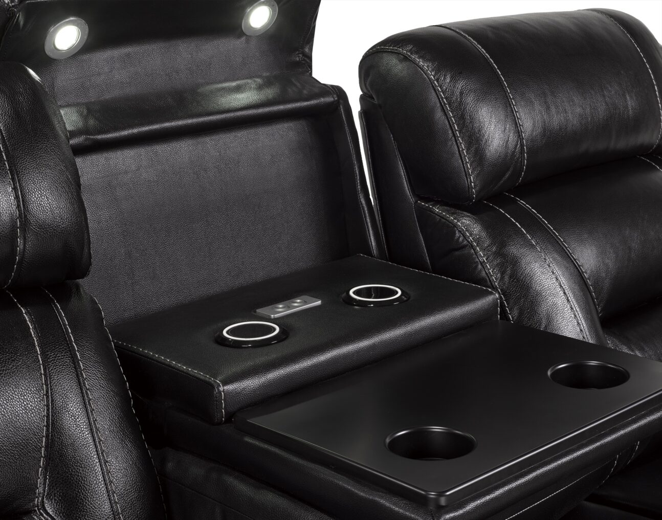 Contemporary Black Leather Match Dual Power Transformer Living Room - Image 6