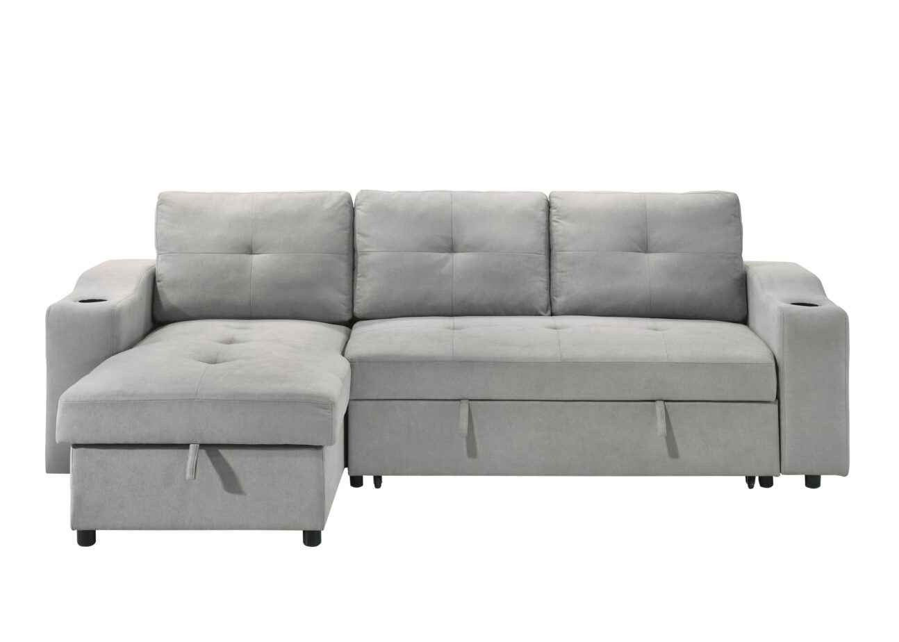 Modern Light Grey Pull Out 2 Pc Media Sleeper - Image 9